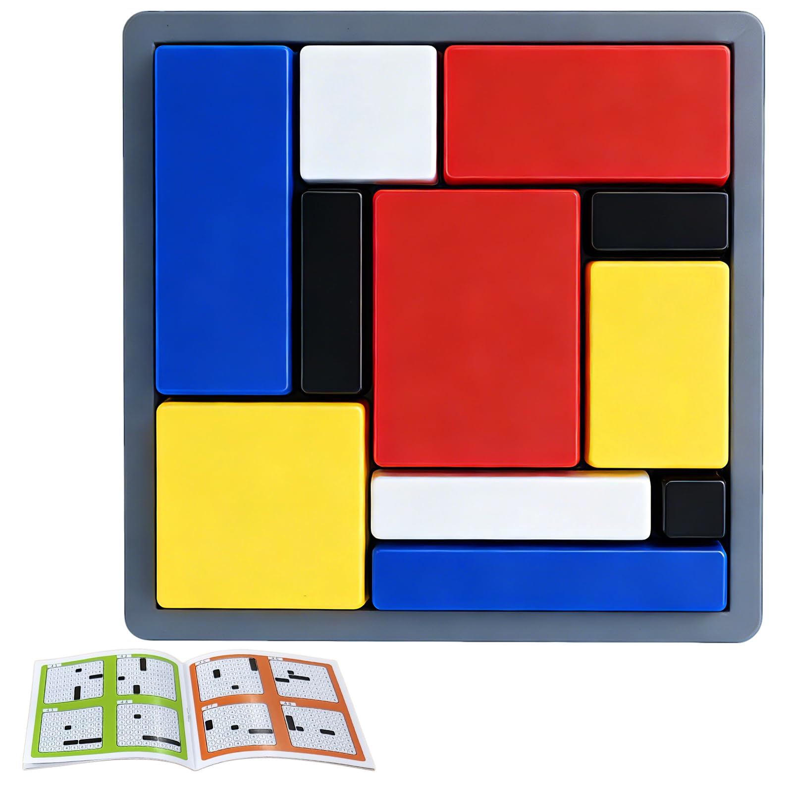 IQ Puzzle, Logikspiel ab 3 Jahre, Geduldspiele, Denkspiele, Knobelspiele, Steckpuzzle, Geometrisches Legespiel mit 88 Herausforderungen in Primärfarben für Kinder und Erwachsene