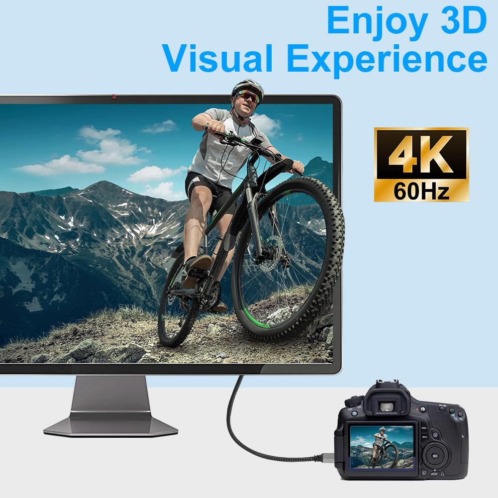 AXFEE Adattatore Micro HDMI a HDMI, Cavo Adattatore HDMI Maschio a Femmina 4K@60 Hz, HDR e ARC, Compatibile con Raspberry Pi 5/4,Hero,A6300 A6400,Yoga,ODROID