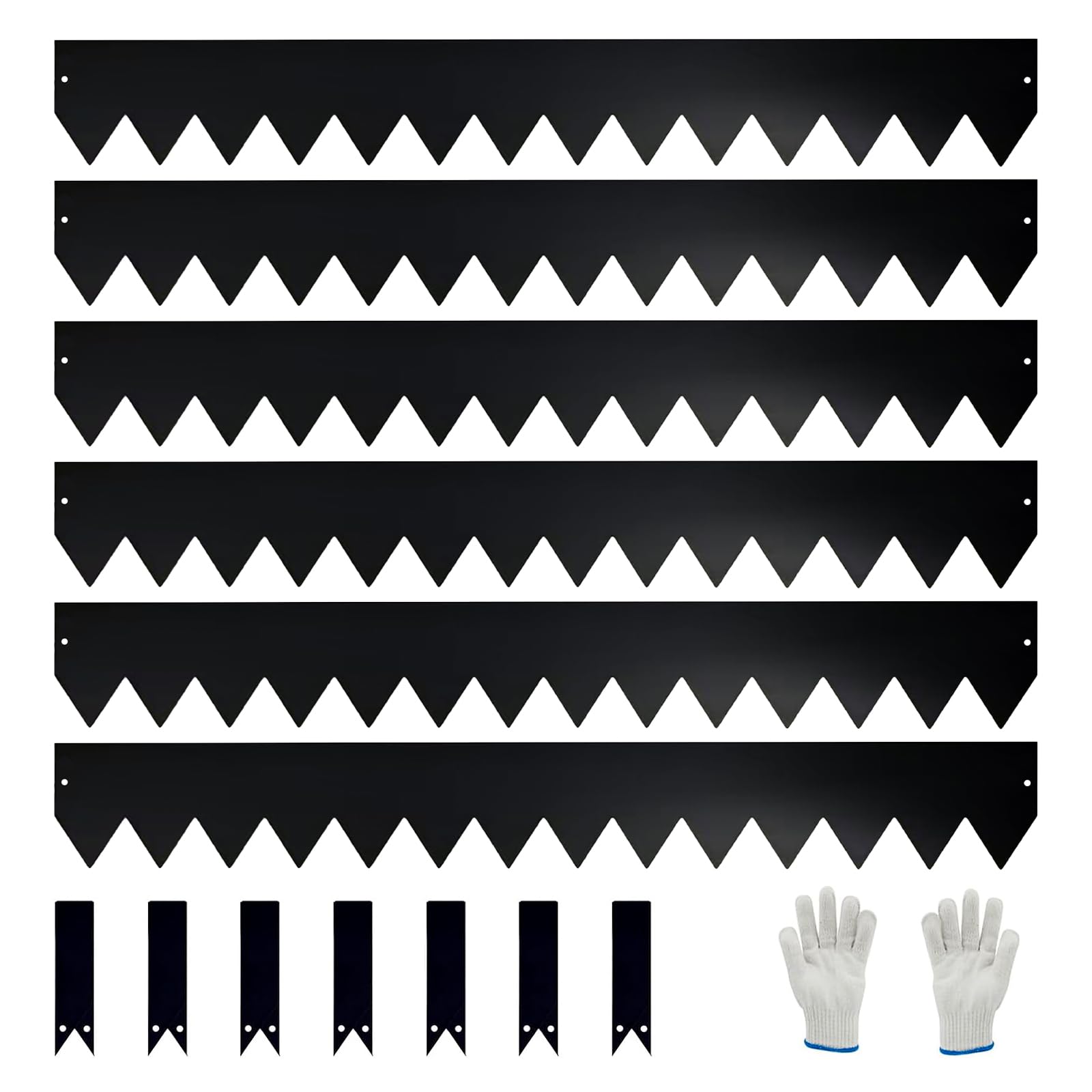Lot de 6 Bordures de Pelouse Acier Noir 100x15 cm 6m 7 Clips