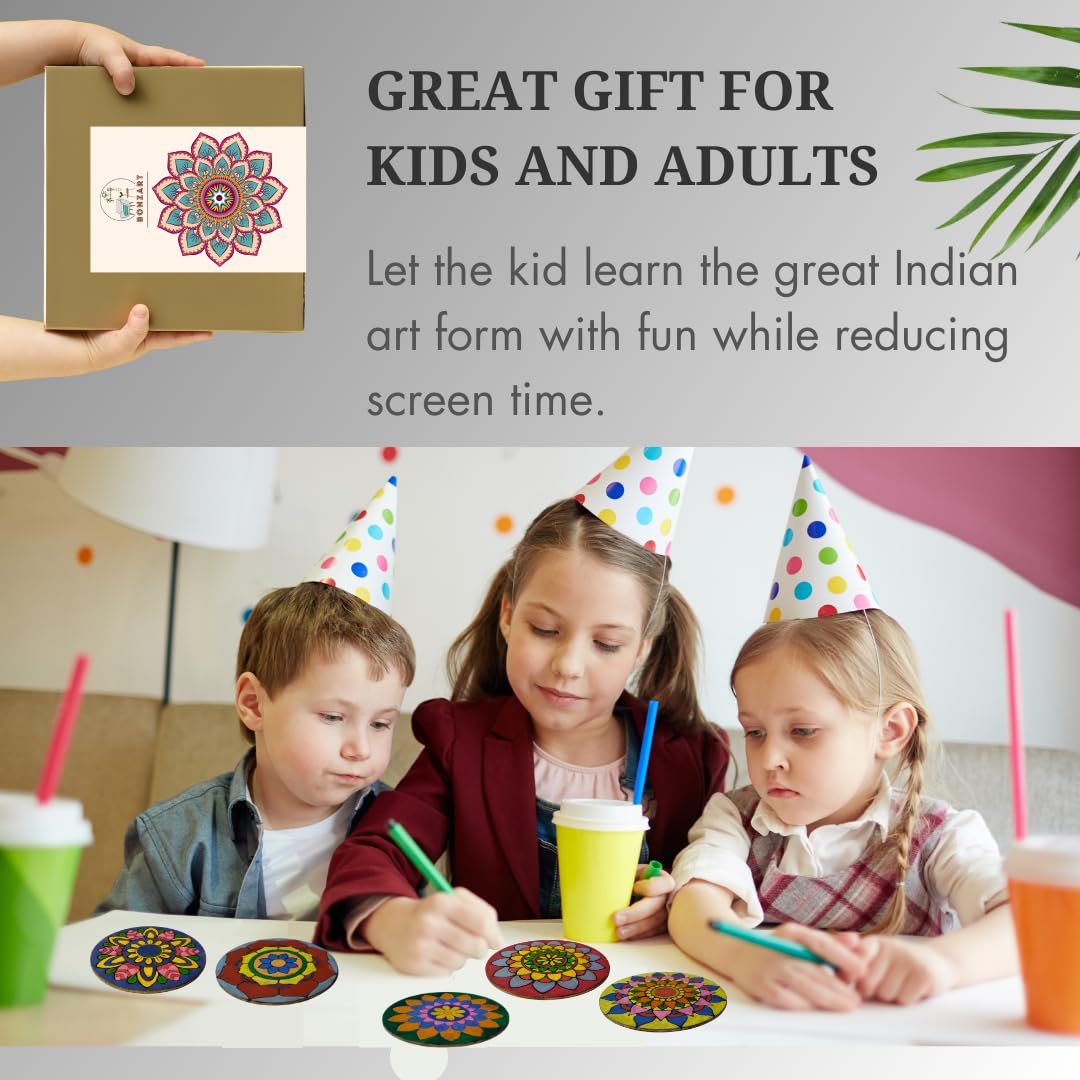 Bonzart Mandala Art kit 4 Inch premarked DIY Mandala Painting kit with Acrylic Colours Ideal Mandala Art kit for Adults beginers and Kids 3