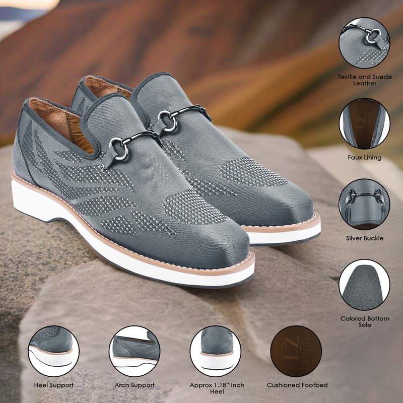 Image of LIBERTYZENO Mens Tuxedo Canvas Textile and Suede Leather Noble Loafers and Slip On Wedding Party Shoes for Easter Gift