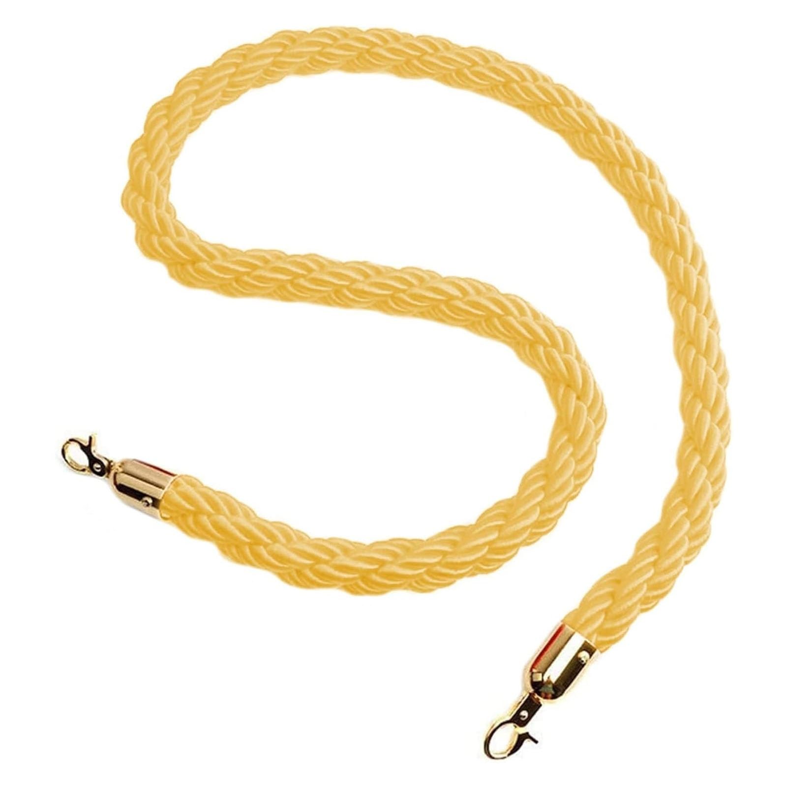 Ghkryd Yellow Barrier Rope, Twisted Stanchion Hemp Rope, Nylon Crowd Control With Gold Hooks, For Movie Theaters/Grand Openings/Hotels ﻿(,2.7M/8.9Ft/106Inch)