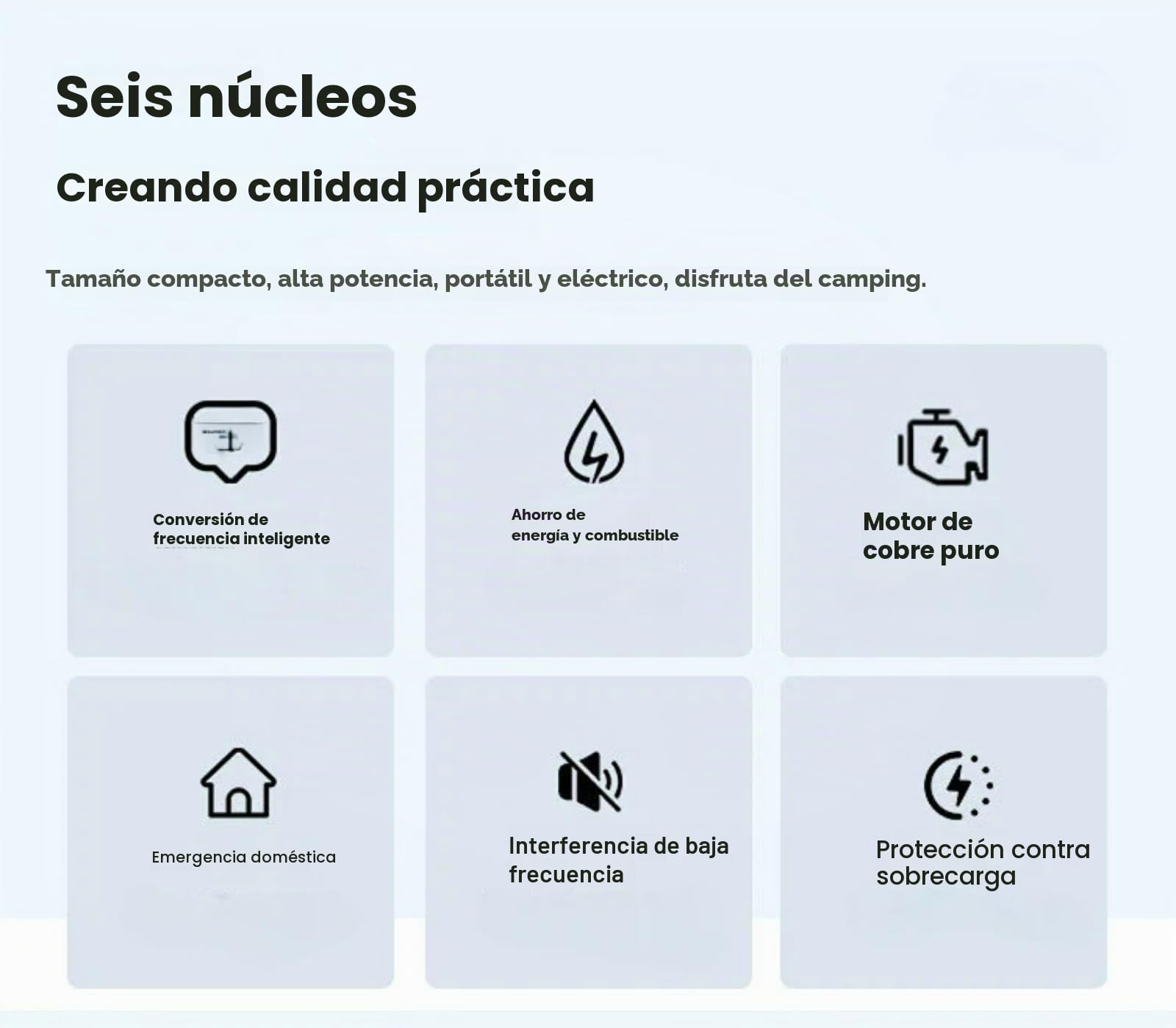 Generador de gas portátil silencioso, generador inversor de 2/3 KW para acampar al aire libre, hogar y uso - Ligero y de mano