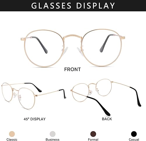 Miniatura 2 de Pro Acme Gafas transparentes sin receta retro clásicas redondas con marco de metal para mujeres y hombres