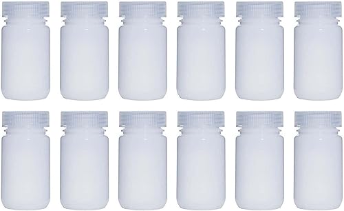 Botellas de reactivo PP de boca ancha de 2.0 fl oz, 2 onzas, con tapas de polipropileno, paquete de 20