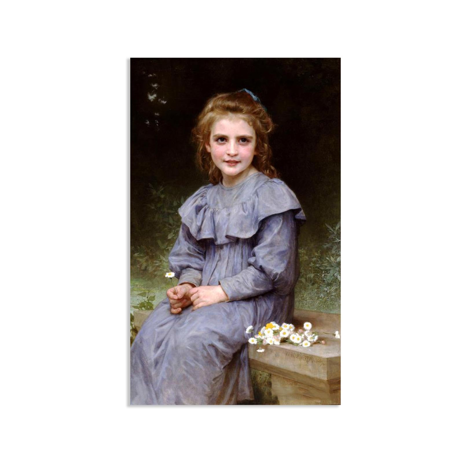 William-Adolphe Bouguereau Wall Art Daisies Print on Canvas Reproductions of Famous Paintings Wall Decor for Living Room Bedroom Bathroom Home Decor 50x30cm frameless