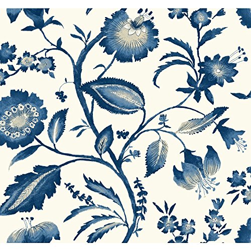 York Wallcoverings at7021 trópicos Watercolor Jacobean – Papel pintado, color blanco/luz para oscuro azul/blanco/Beige