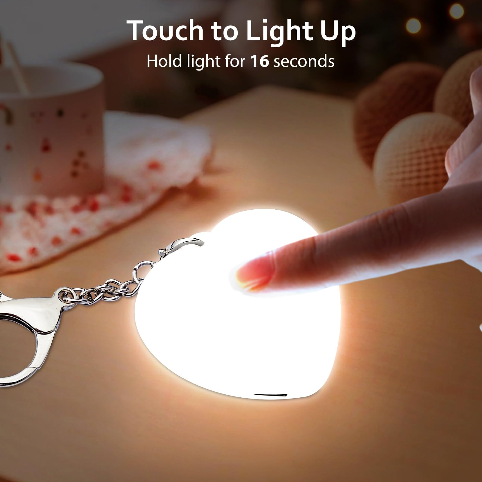 Cynlsum 2 luci per borsetta, a forma di cuore, accessori per borse con sensore, luce tattile, ottimo regalo per donne, ragazze, amiche, bianco, Small