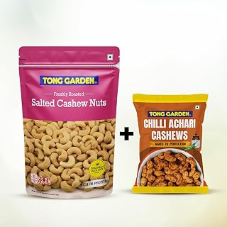 Tong Garden Imported Cashew Nuts Combo - 410g (Salted Cashew 380g*1 Chilli Achari Cashews 30g*1) Price In India