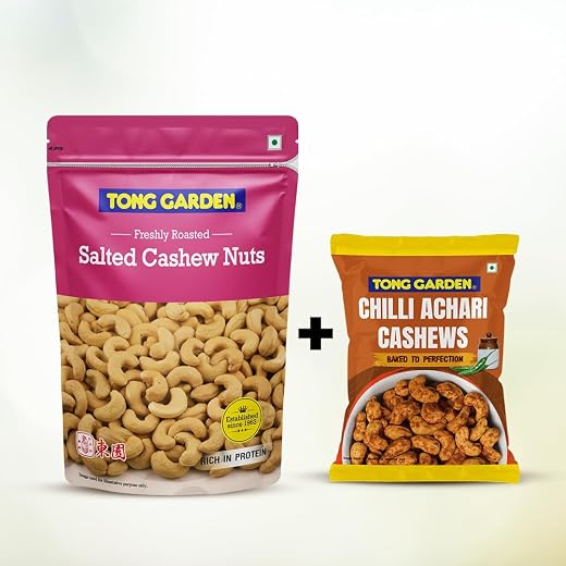 Tong Garden Imported Cashew Nuts Combo - 410g (Salted Cashew 380g*1 Chilli Achari Cashews 30g*1)