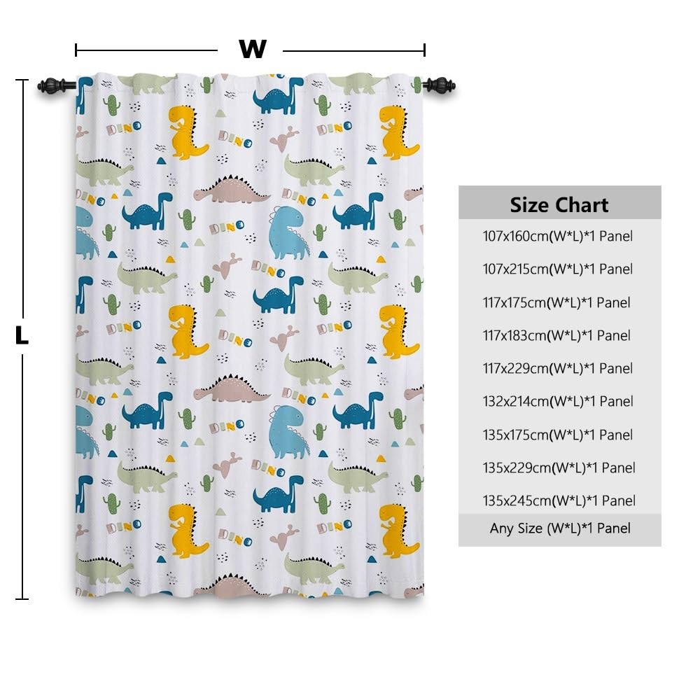 Dinosaurier-Vorhänge für Kinderzimmer Grün Dino-Eier Süßer Cartoon Jura-Wildtiere Fenstervorhänge Vorhänge mit Schlaufe Kinderzimmer Hängender Raumteiler Innenvorhang 135x245cm 1 Panel