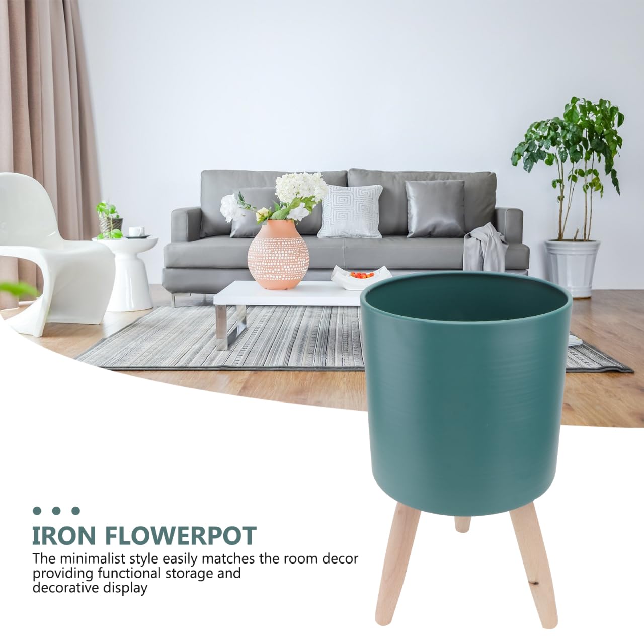 Happyyami Macetero De Hierro con Soporte 12.79X6.69X6.69 Inch Jardinera para Plantas Interior Exterior Decoración Sencilla Sala Cocina Oficina