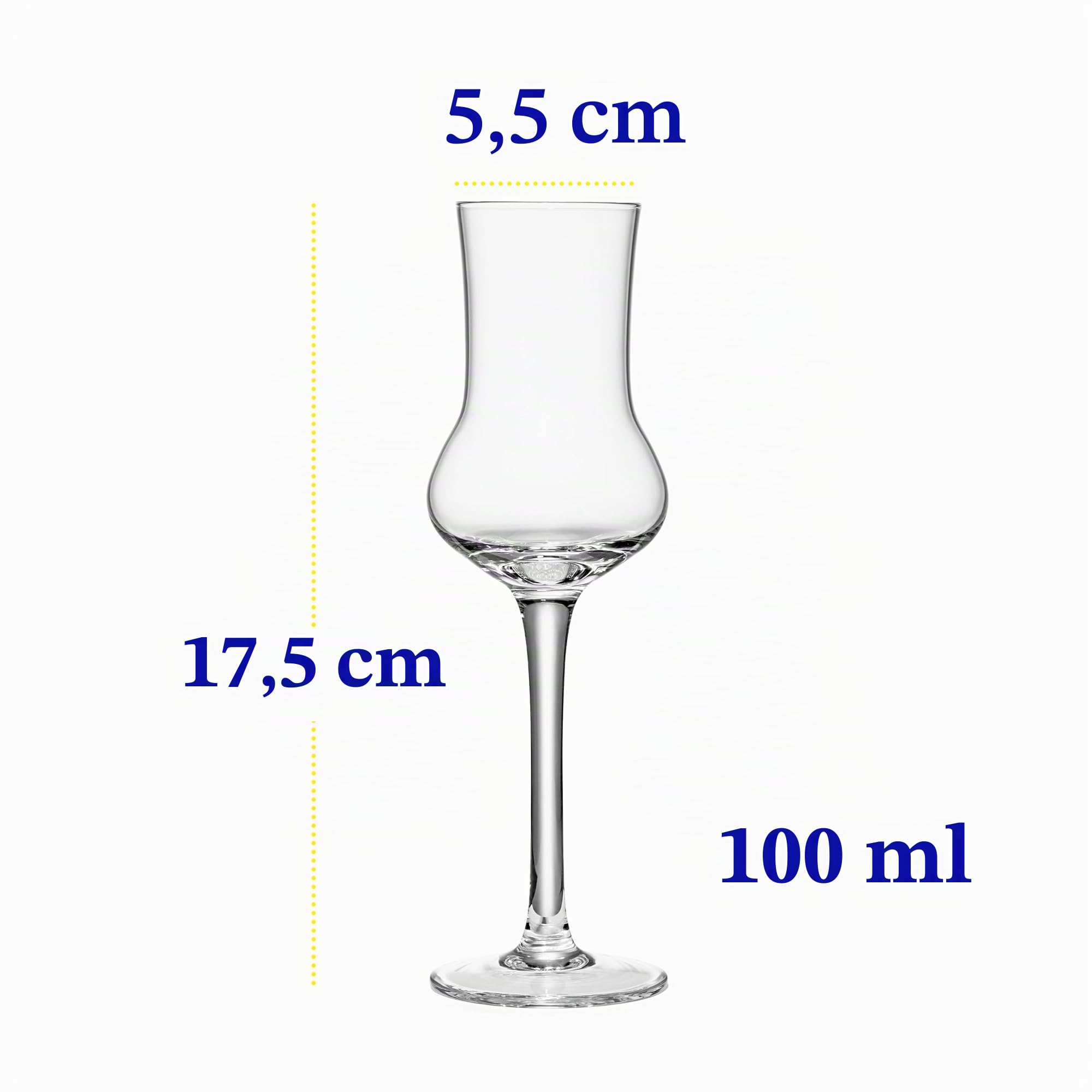Verres à Limoncello en Cristal | Lot de 4 | 100 ml | Verres à Pied Longs pour Déguster Liqueurs Aromatiques, Cordiaux, Apéritifs et Digestifs | Verrerie Élégante en Forme de Tulipe