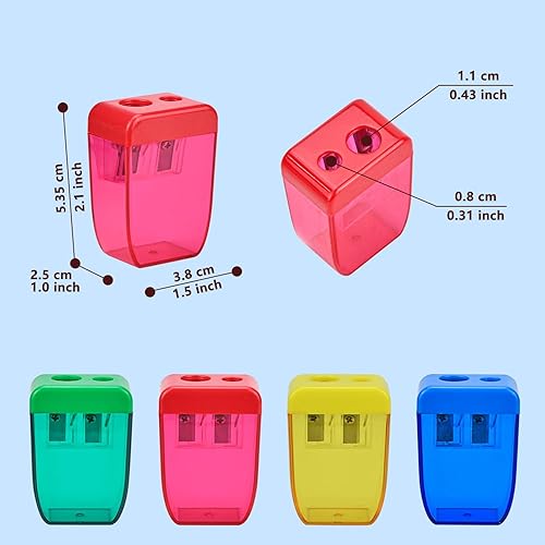 Miniatura 2 de AUSTARK 24 sacapuntas manuales, pequeños sacapuntas de doble agujero a granel para escuela, oficina, hogar, suministros de regreso a clases