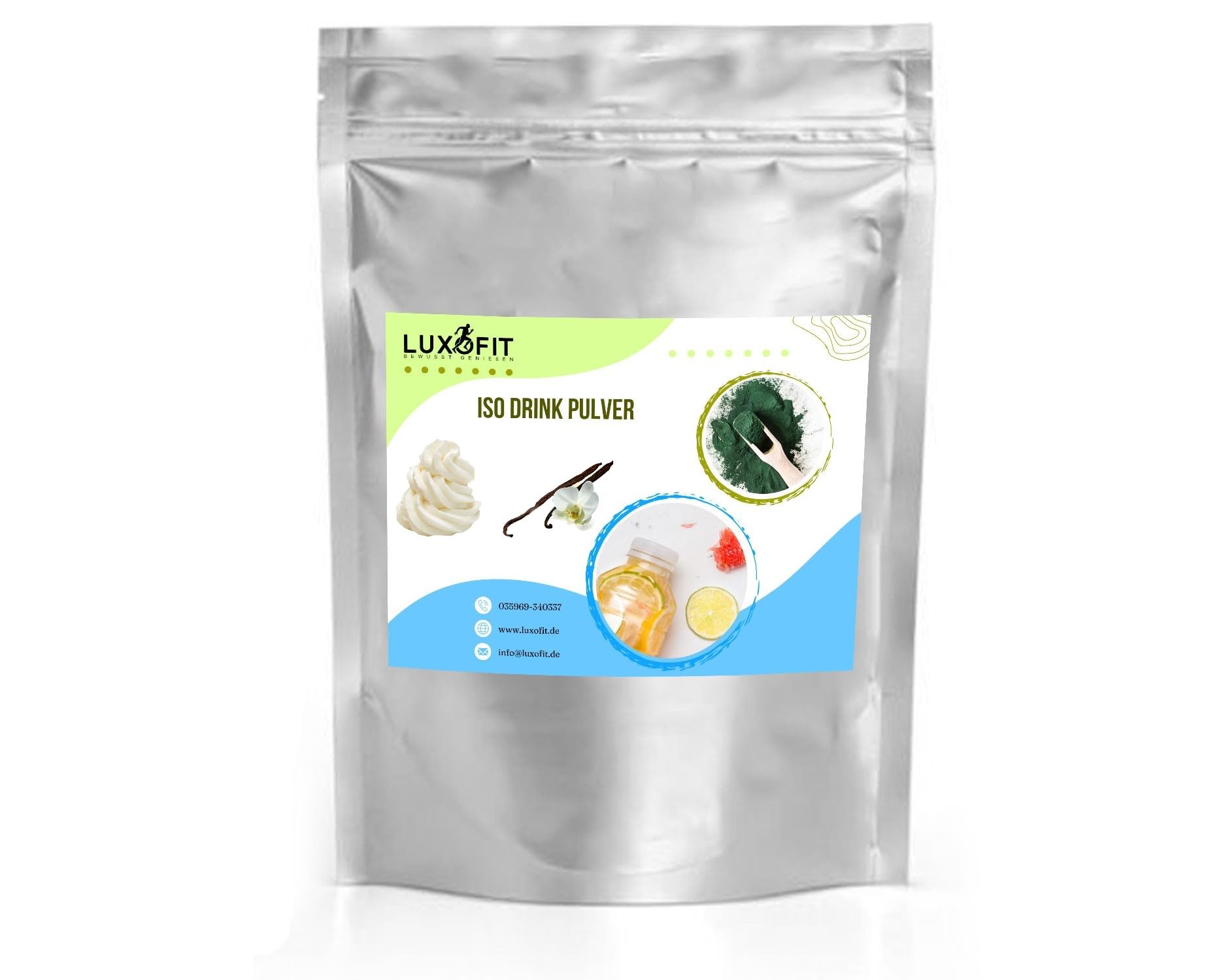 Luxofit Vanille Sahne Getränk isotonisch Iso Drink Pulver, Natürliche Farbstoffe, Einfache Zubereitung, mit L-Carnitin, Elektrolytgetränk, Sportgetränk (10 Kg)