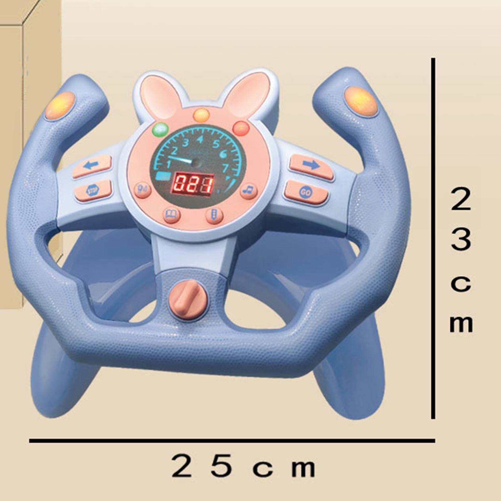 Simulazione Volante Giocattolo Educativo Controller Multifunzione Suonante Interattivo con Effetti Luminosi con Domande E Risposte Adatto a Bambini PE, Forma a U Blu