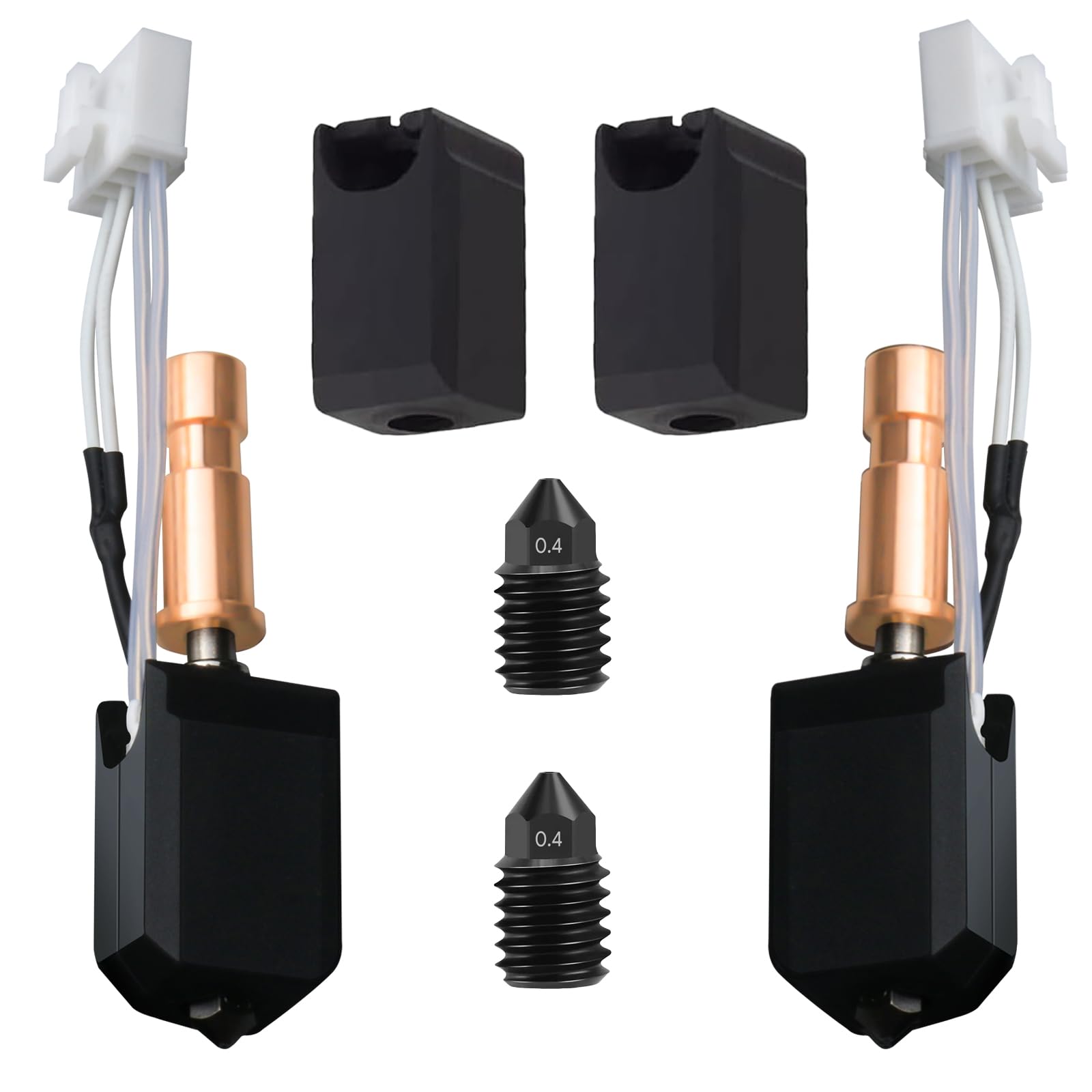 2pack 3D Printer Upgrade Fast Heating Kobra S1 Extruder Ceramic Heating Tube Print Head, Cobra S1 Combo Kit includes 2 Upgraded Hot Ends and 2 Hardened Steel 0.4mm Nozzles and 2 Silicone Socks