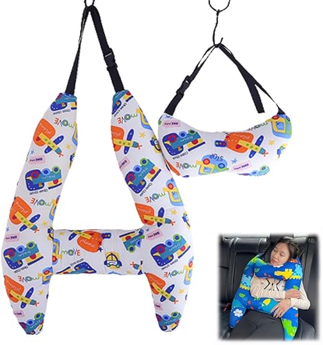 xiteluo Forma de H - Soporte de cabeza para dormir de coche para niños, almohadas de viaje para asiento de automóvil, almohada en forma de H para