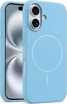 Coverzone İphone 17 ile Uyumlu Kadife İç Yüzeyli Premium Silikon Kılıf MagSafe ile Uyumlu Kablosuz Şarj Destekli Darbe Emici Yumuşak Dokulu Koruma Tasarımlı Telefon Kılıfı Bebek Mavisi