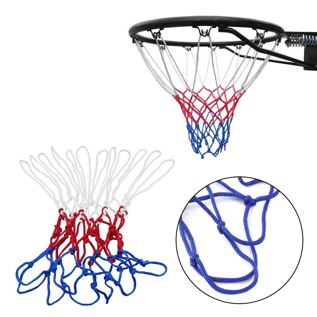 TRIXES 2PC Pack Basketball Net, Sports Equipment for Home, Red, White & Blue Nylon, 12 Loop for Indoors and Outdoors Garden - Image 3