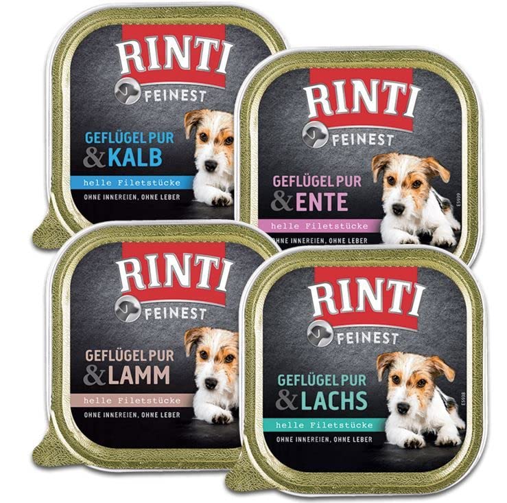 Rinti Feinest Schale Multipack Geflügel pur & Ente, Lamm, Lachs, Kalb 44 x 150 g