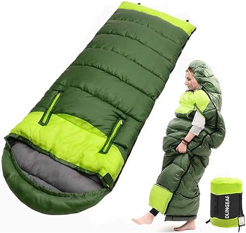Sacos de dormir de 0 grados para adultos y niños, clima frío y cálido, XL, grande, impermeable, compacto, rango de temperatura (32F-59F) 4.3 libras