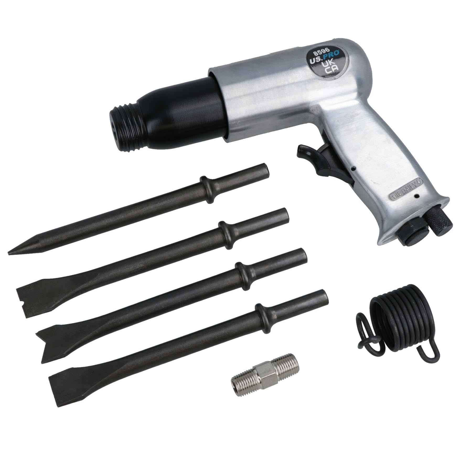 AB Tools 190mm Pneumatic Air Hammer Chisel Breaker Plus Chisels for Body Panel Work