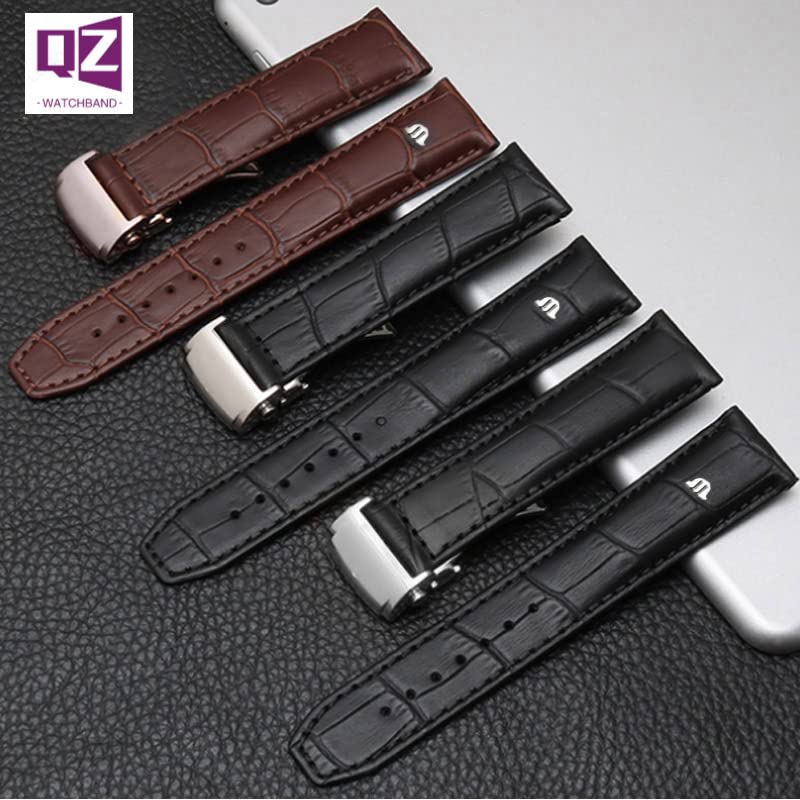 Bracelet montre cuir véritable 20 mm résistant avec boucle déployante agate - 2