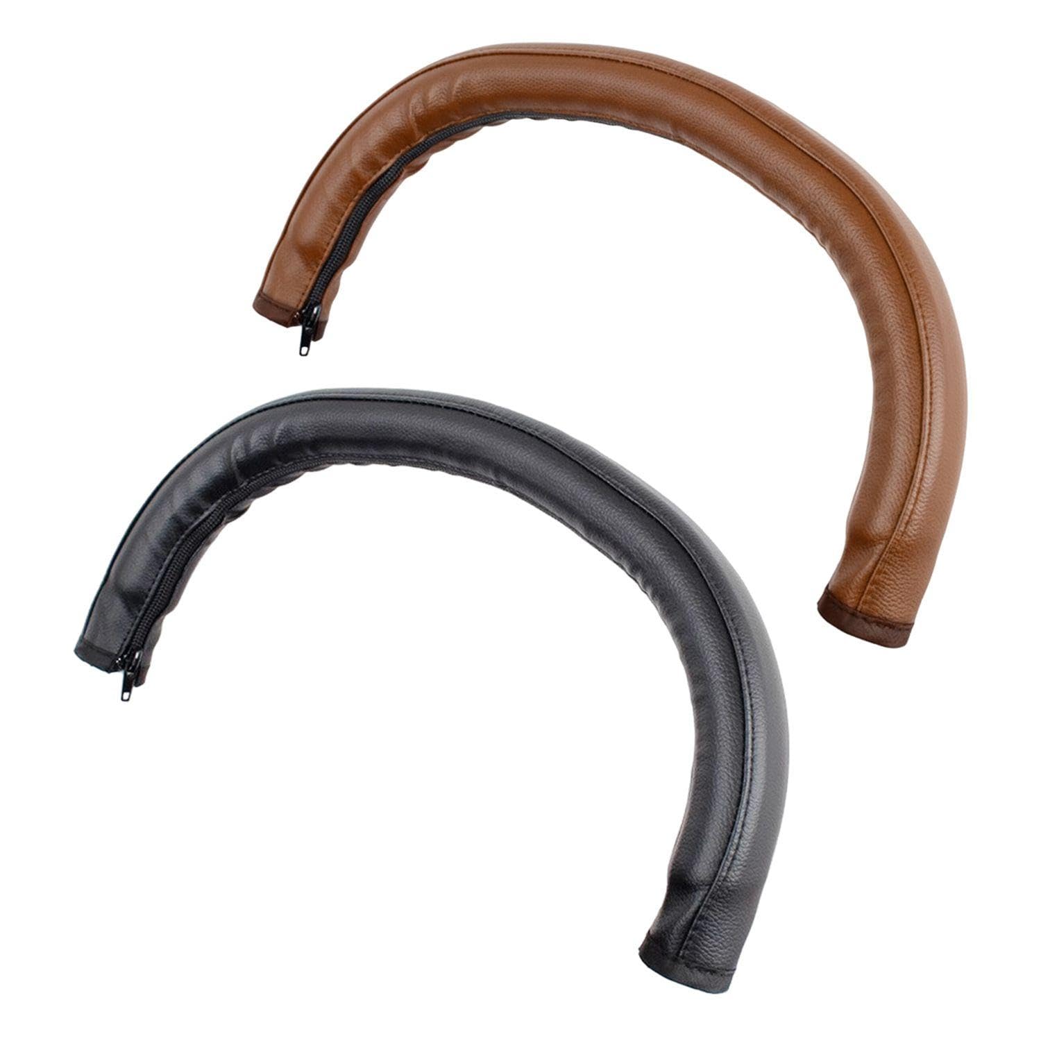 Copertura Per Braccioli Per Passeggino Da 2 Pezzi, Custodia Protettiva In Pelle Pu, Copertura Per Auto Universale Pieghevole Con Cerniera, Facile Da Pulire, Accessori Per Passeggini (Nero, Marrone).