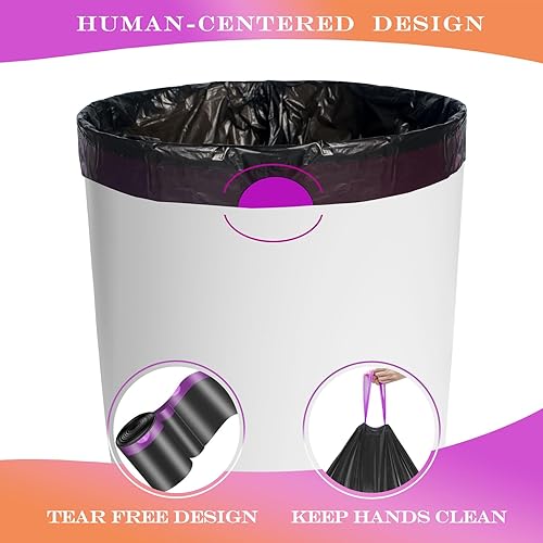 Miniatura 3 de Bolsa de basura de 4 galones, bolsas de basura pequeñas con cordón, bolsas de basura negras de 15 litros, 40 unidades