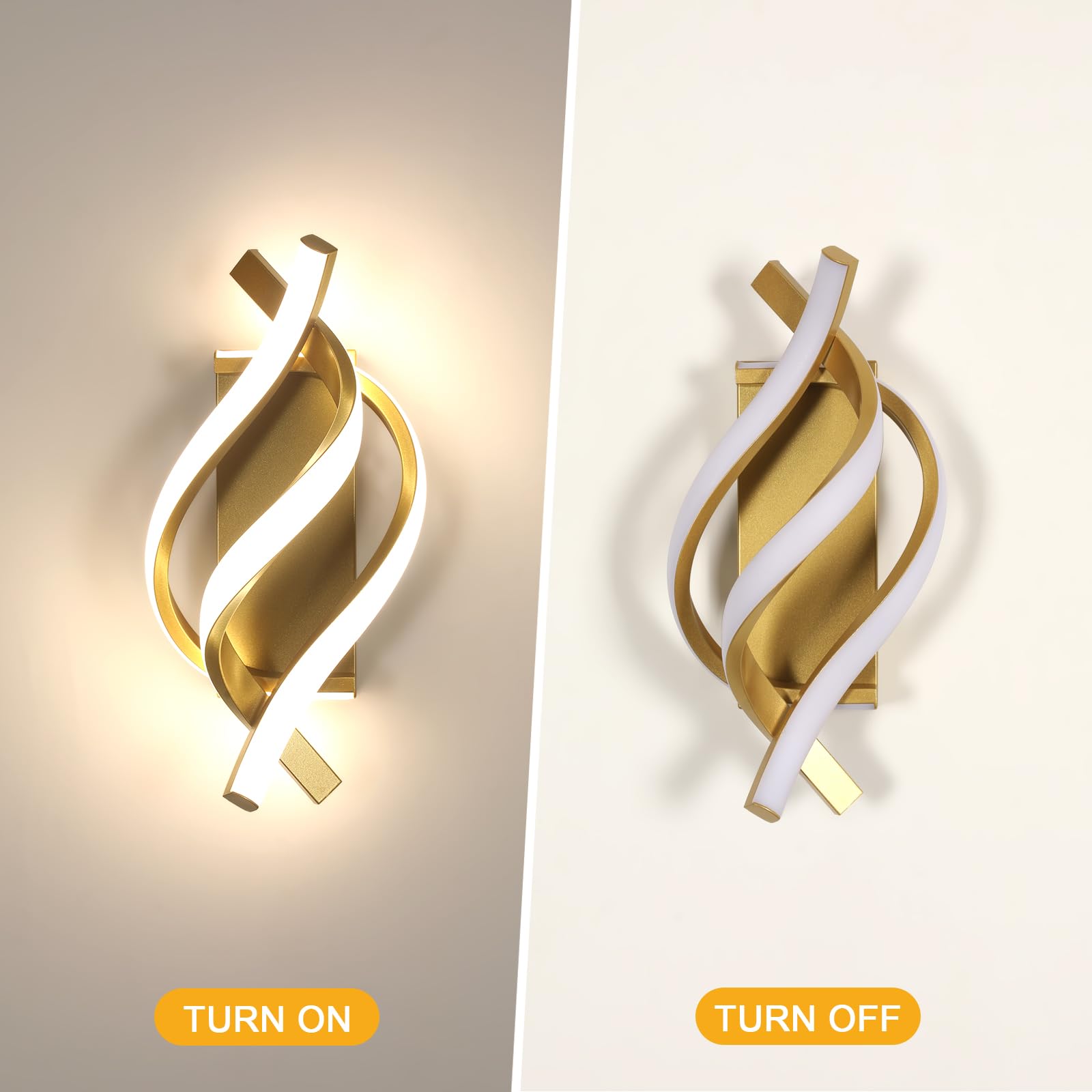 Comely 22W 2500LM Wewnętrzna Oprawa Ścienna LED, Złota Wewnętrzna Lampa Ścienna LED, Nowoczesna Oprawa Ścienna Do Sypialni, Salonu, Korytarza, Neutralne Światło 4500K
