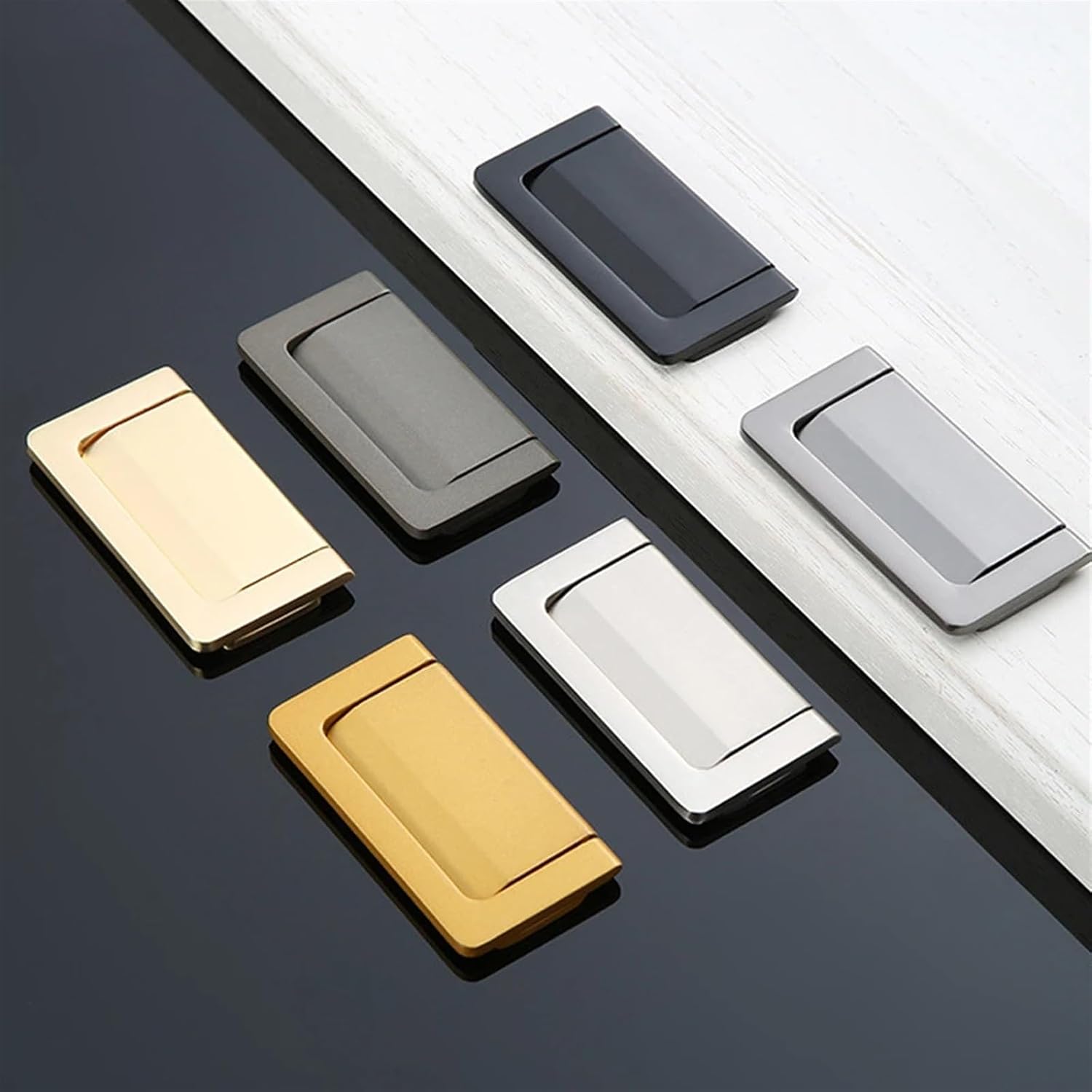 Zinc Alloy Furniture Handle 64/96mm Home Improvement Hidden Cabinet Pulls Wardrobe Dresser Drawer Door Knobs Hardware Handle 1Pcs (Color : 01-96mm Size as Shown in Figure 2)