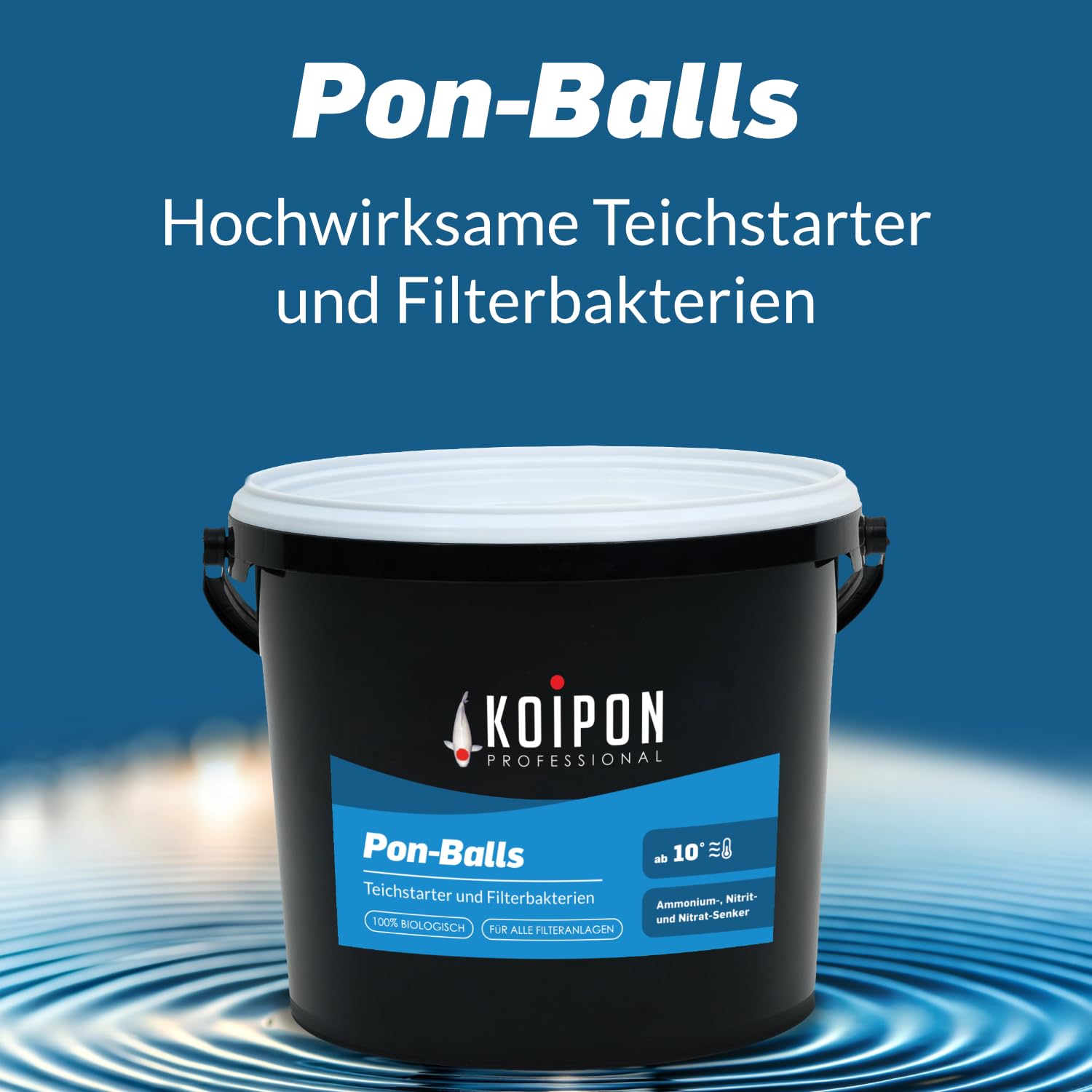 KOIPON Pon-Balls 1L Filterstarter | Nitrifizierende Bakterien & Mikroorganismen | Teichstarter | Teichbakterien zur Teichpflege von Gartenteich, Fischteich, Schwimmteich | Filterbakterien-Gelkugeln