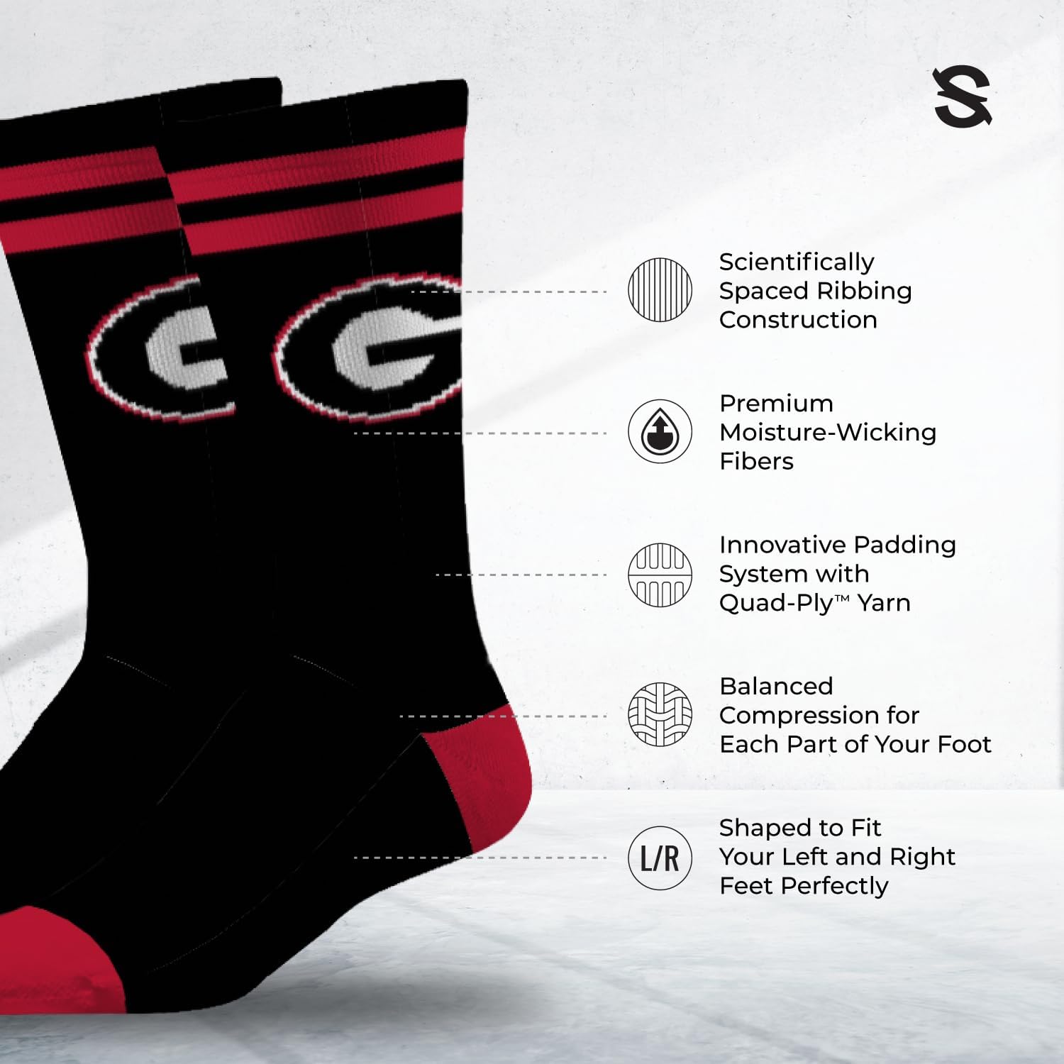 Strideline NCAA Mens 2 Stripe Crew Socks-One Size Fits Most -M/L (8-12) - Image 2