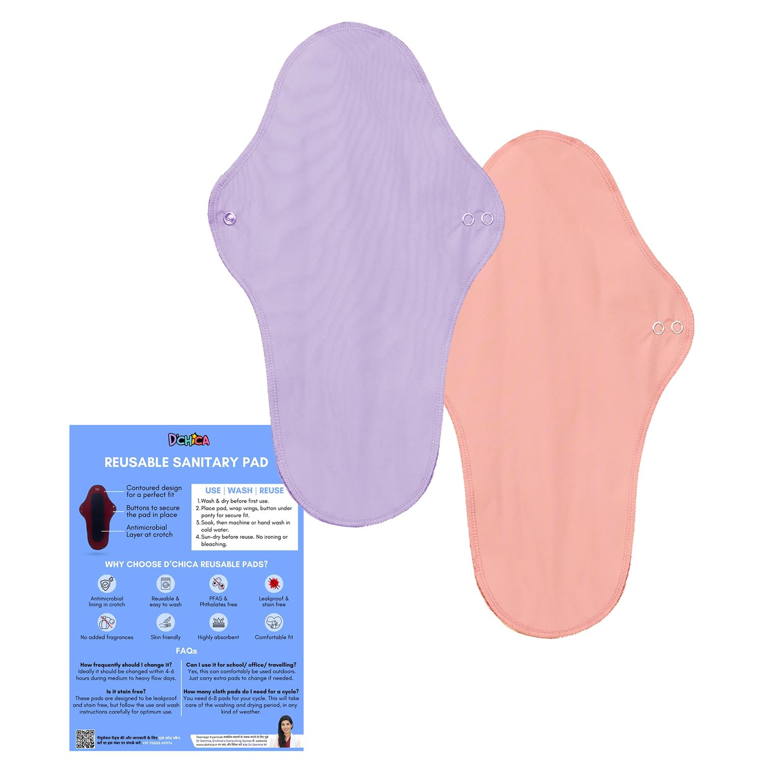 DChica Reusable Sanitary Pads for Girls Rash Free & Skin Friendly Fabric (Pack of 2) Antimicrobial Lining Super Absorbent Easy To Use Cotton Cloth Pads Lasts Up to 1.5 Years (Size-XL) Colour May Vary (B0CPT1D6DH) Amazon Price History, Amazon Price Tracker
