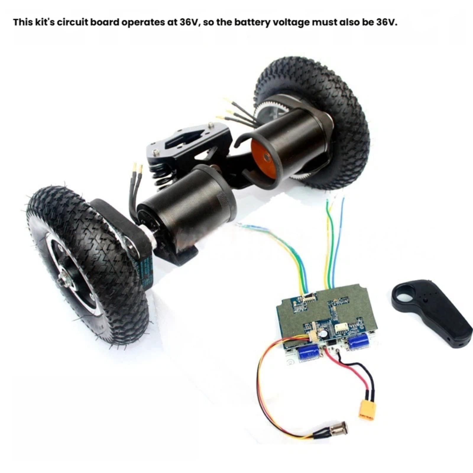 Kit de skateboard tout-terrain avec bras de suspension de 27,9 cm, ressorts hélicoïdaux, roues pneumatiques de 20,3 cm, télécommande et tableau de commande