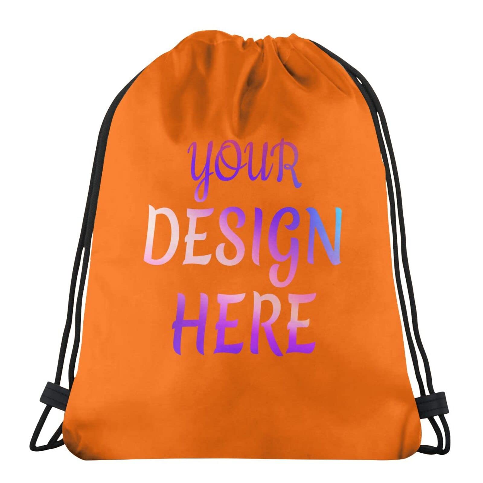Custom Drawstring Backpack Bulks Custom Gym Drawstring Bags With Your Name Logo Picture Orange Drawstring Backpacks, One Size