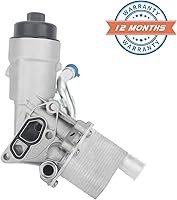 Vista 7 de Adaptador de ensamblaje de carcasa de filtro de enfriador de aceite del motor con junta de colector de escape, compatible con vehículos Chevy Buick