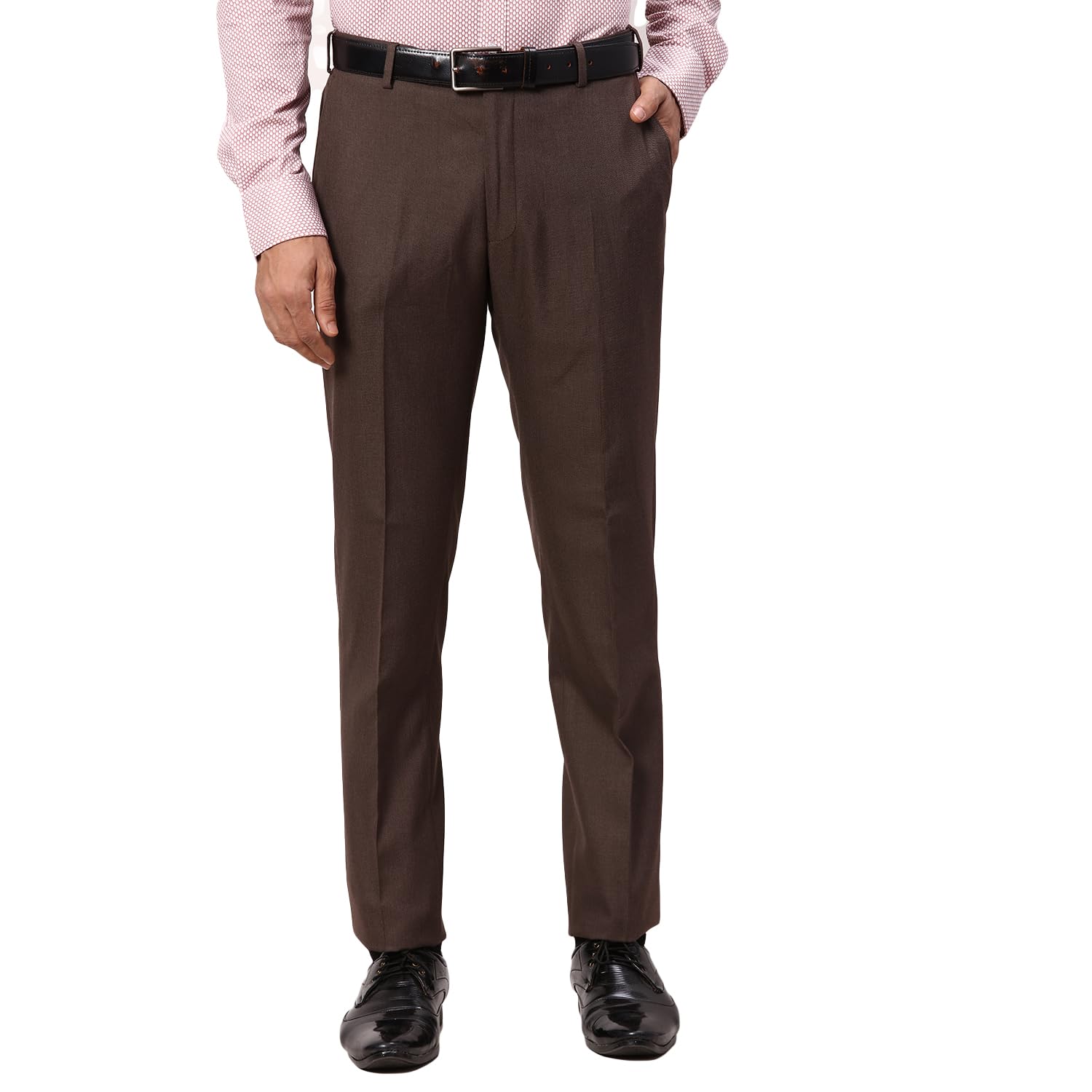 park avenue Men's Mid Rise Slim Fit Structure Pattern Poly Viscose Blend Flat Front Formal Trouser-picture-23