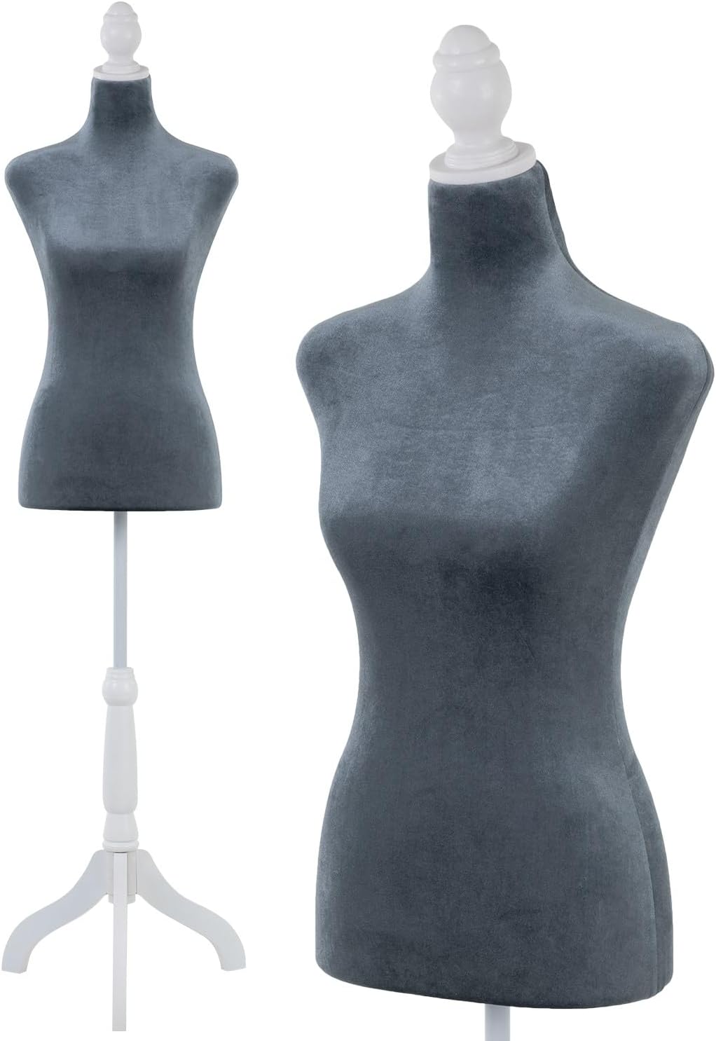 Adjustable gray mannequin torso stand for display
