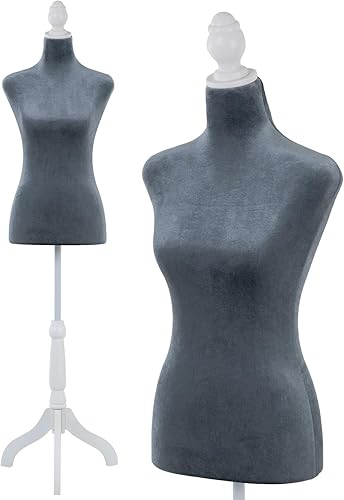 Miniatura 11 de Torso de Maniquí Forma de Vestido Maniquí Altura Ajustable Maniquí Femenino Modelo de Exhibición Torso Cuerpo Soporte Trípode Formas de Ropa (Negro,