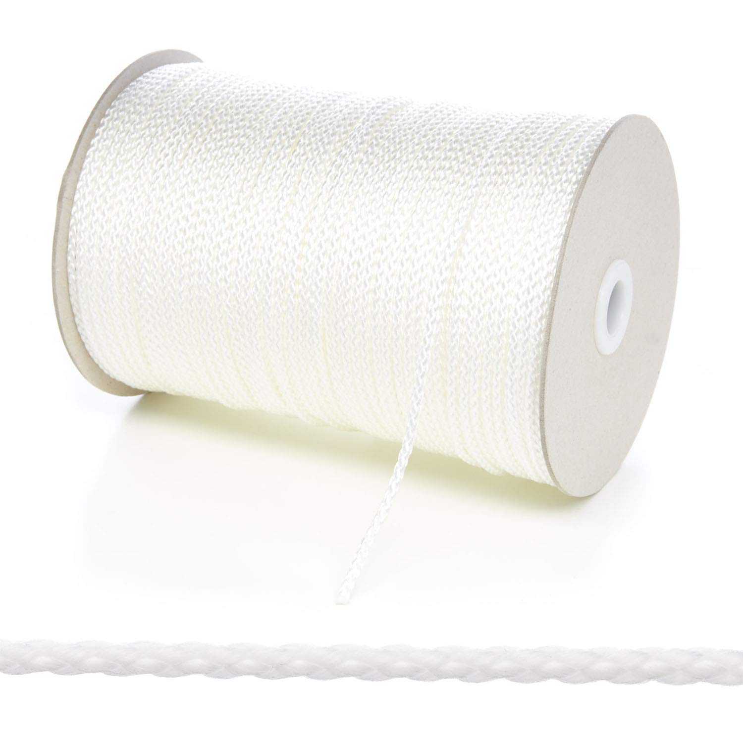 Kalsi Cords 3mm Thin Round Polypropylene Braided Rope Cut Length, Strong & Durable Poly Cord String for Haberdashery, Arts & Crafts, Pulley, DIY Projects (Natural White, 10 Metres Cut Length)