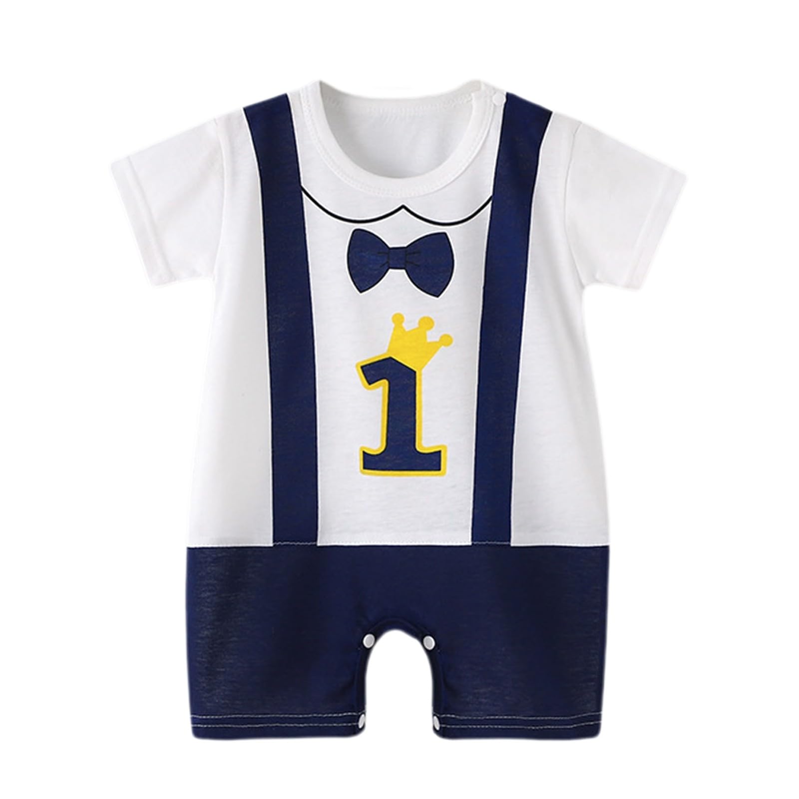 Infant Baby Boy Summer Bubble Romper Newborn Suspender Pants Print Rompers Cute Short Sleeve Christening Gown