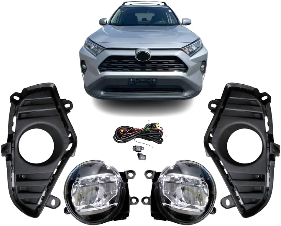 For 2019-2022 Toyota RAV4 LED Fog Light Kit with Wiring Harness Relay and Switch