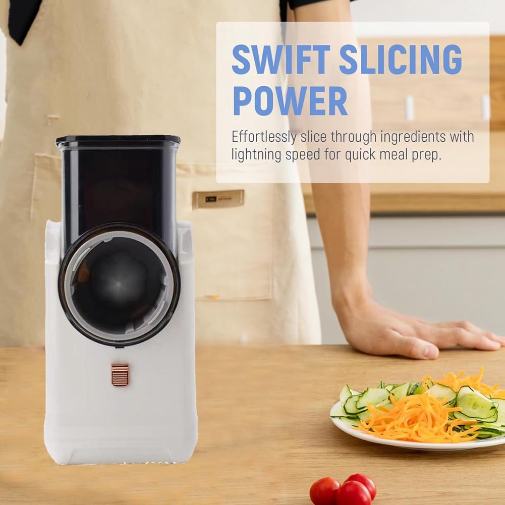 Râpe à Fromage Électrique Polyvalente, Appareil à Salade Électrique Détachable pour la Cuisine Domestique, Trancheur de Légumes pour Pommes de Terre et Fromages, et Facile à Utiliser