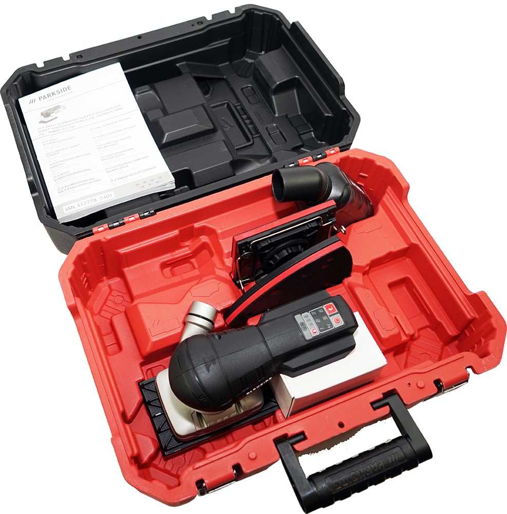 HEADNMORE® Parkside Performance® - Levigatrice orbitale a batteria da 20 V PAMSP 20 (senza batteria) + portachiavi