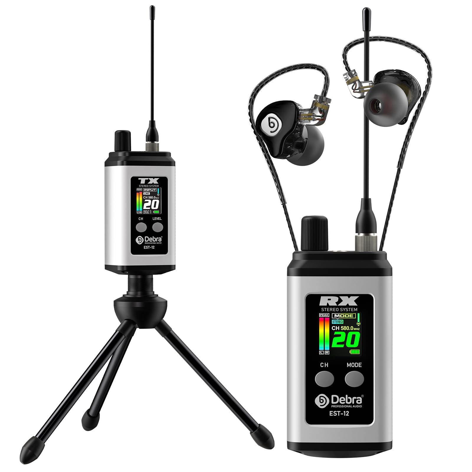 white wireless ear monitor debra est-12 pro with 1 receiver