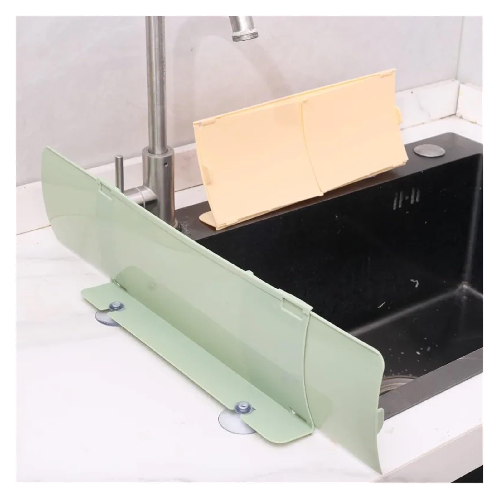 IRFHDCX Sink Splash Guard Kitchen Sink Water Splash Guard Plastic Reusable Baffle Plate Scalable Washing Basin(Yellow-4PCS)