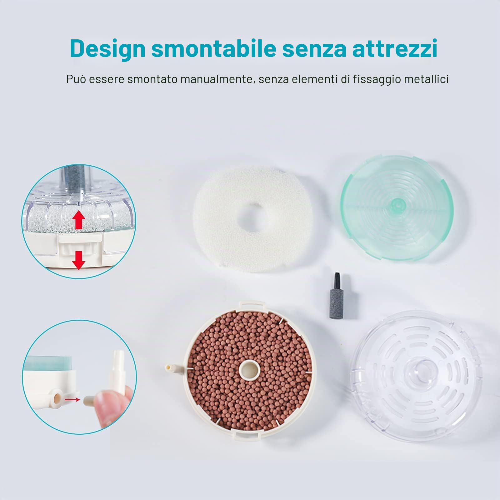 boxtech Filtro in Spugna biochimica per Acquario con Pietra d'Aria Spugna Filtro bio-Silenzioso Ultra-Sottile Tonda azionata ad Aria per Acquario Nano di gamberetti