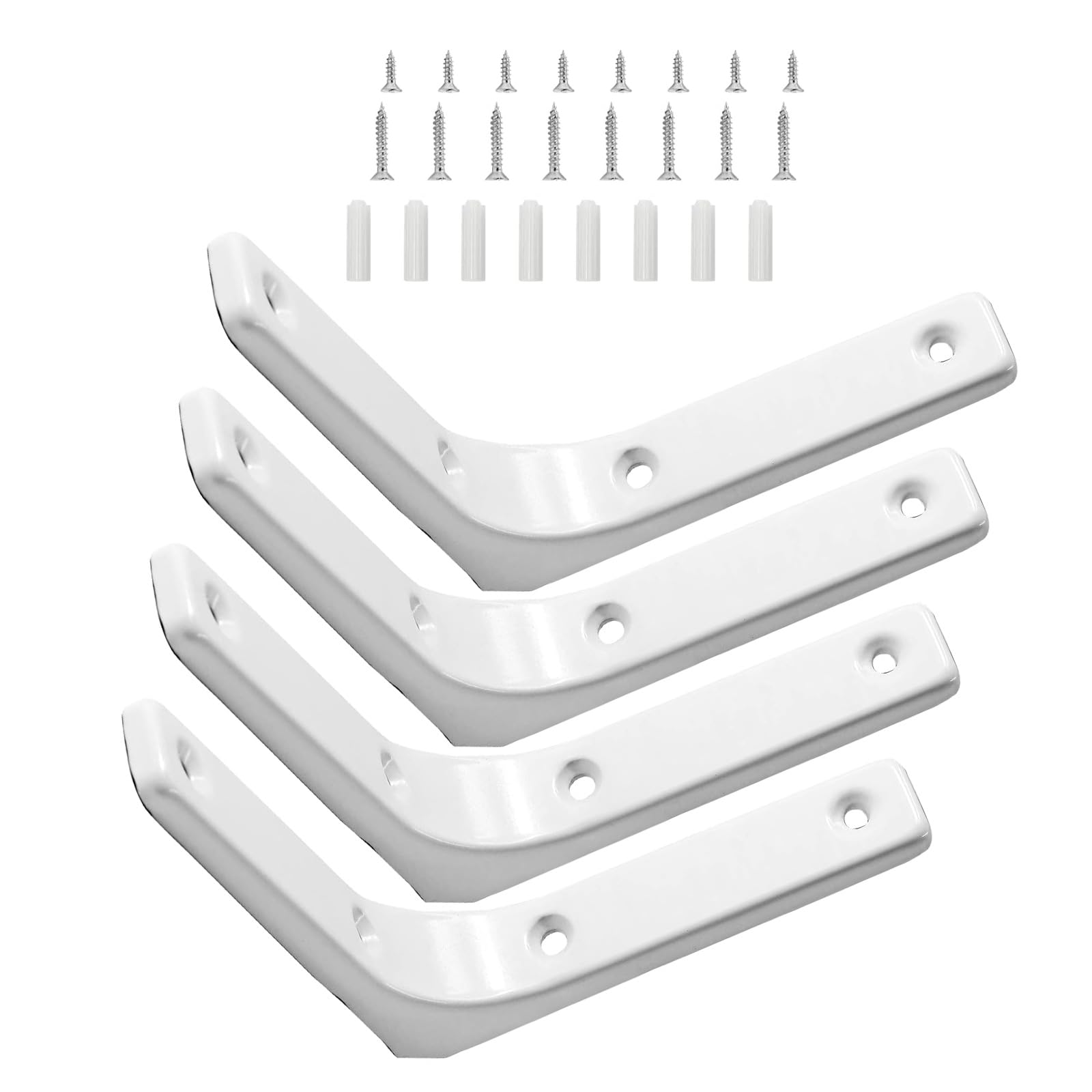 4Pcs Heavy Duty L Shape Wall Bracket Inch Floating Shelf Joint Angled Bracket for Installation with Screw Stainless Steel